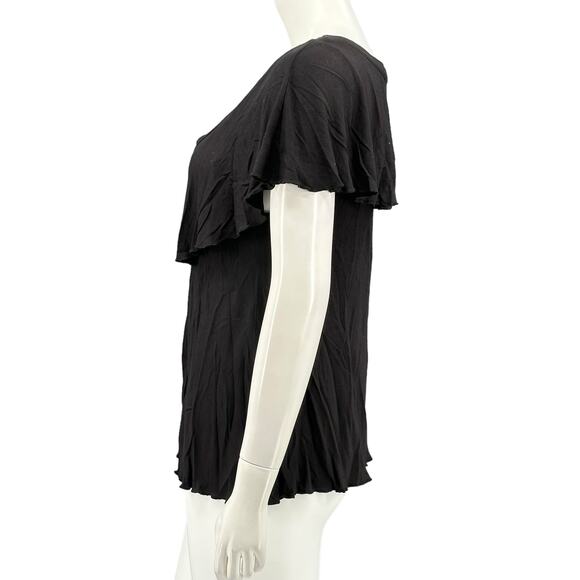 Vanessa Virginia Anthropologie Top Womens Small Black Bella Ruffled Scoop Neck - Picture 4 of 8